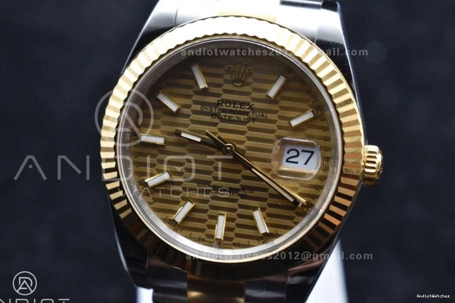 Oyster 904L Bracelet 1:1 YG 126333 SS Steel Clean VR Sleek on DateJust Textured 608 Dial Best 41 YG Edition 0826